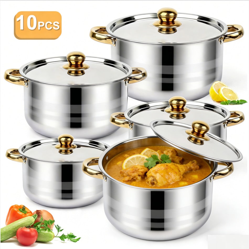 Home Cooking Restaurant - Stainless Steel Pot Set Modern Luxury