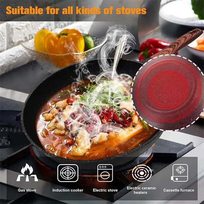 32CM Non-stick Wok Frying Pan  - Home Cooking Steak ulasan dan harga