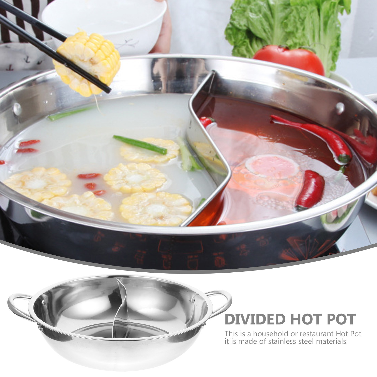 Divided Hot Pot Stainless Stee - Home Cooking Restaurant ulasan dan harga