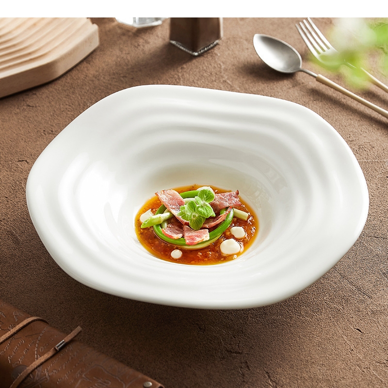 Irregular Shaped White Salad P - Home Cooking Steak ulasan dan harga