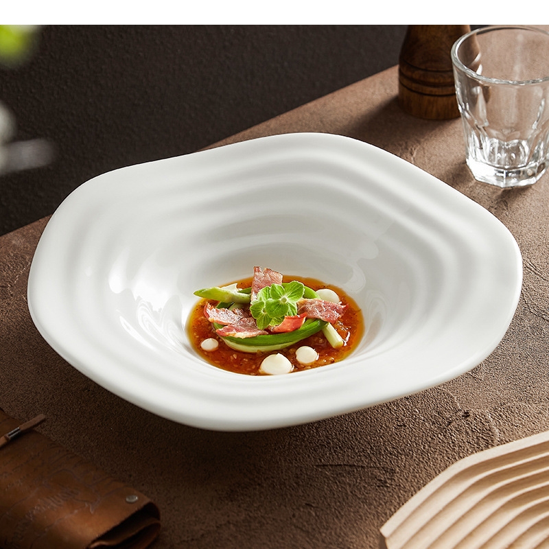 Irregular Shaped White Salad P - Home Cooking Steak ulasan dan harga
